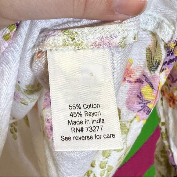 LC Lauren Conrad Cream Floral Long Sleeve Button Down Shirt. Size Medium. - Picture 4 of 6